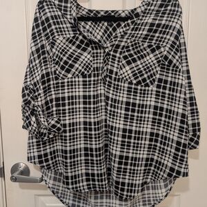 Torrid Black and White Checkered Button Down Shirt